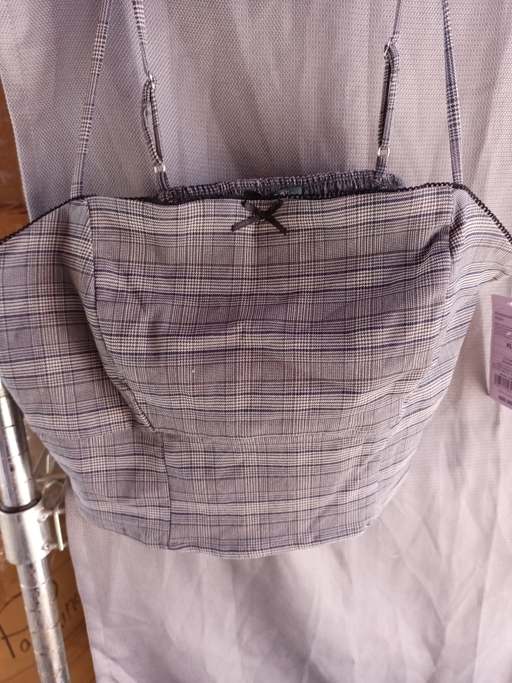wild fable Gray Plaid Cropped Tube Top